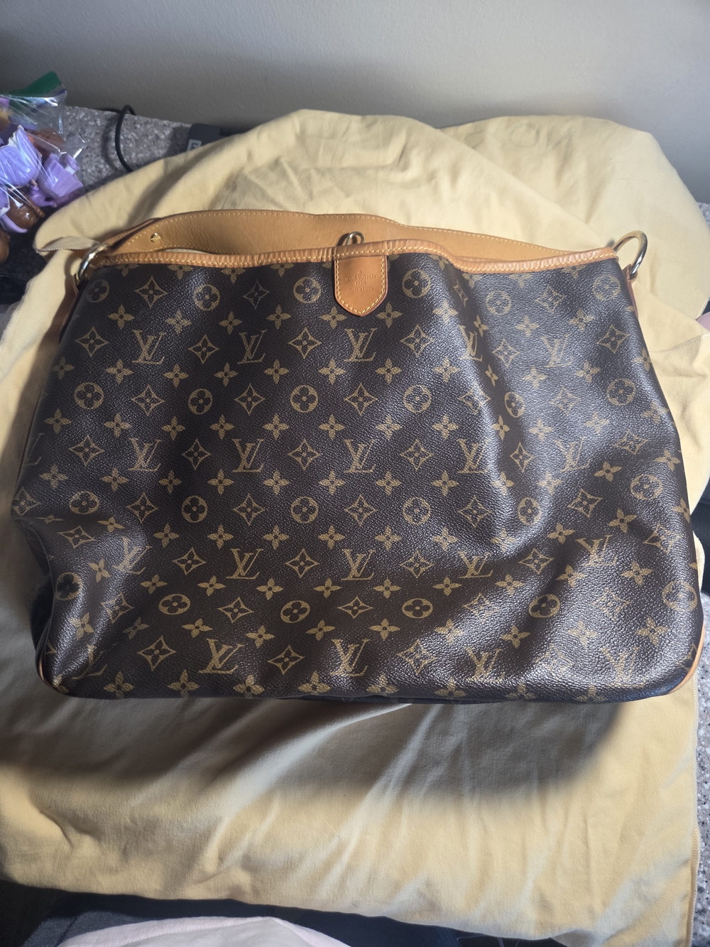 Louis Vuitton Monogram Canvas Shoulder Bag in Brown and Tan Delightful Hobo